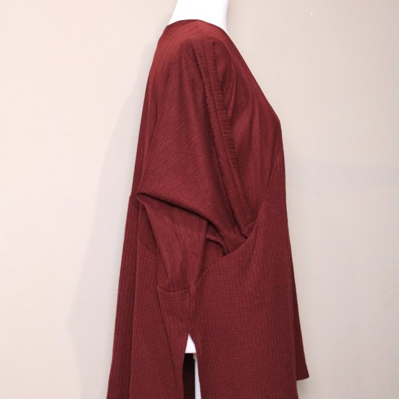 MAURICES Textured Cardigan Sweater Long Sleeve Open Front Plum Waffle Knit Med - Picture 4 of 10